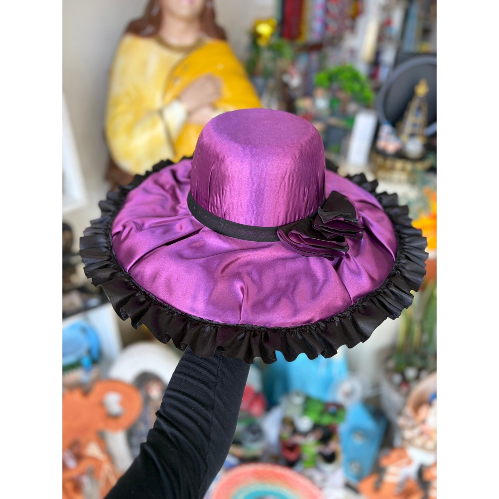 Chapéu decorado roxo e preto | Chapéu Pomba Gira | Chapéu Mulambo
