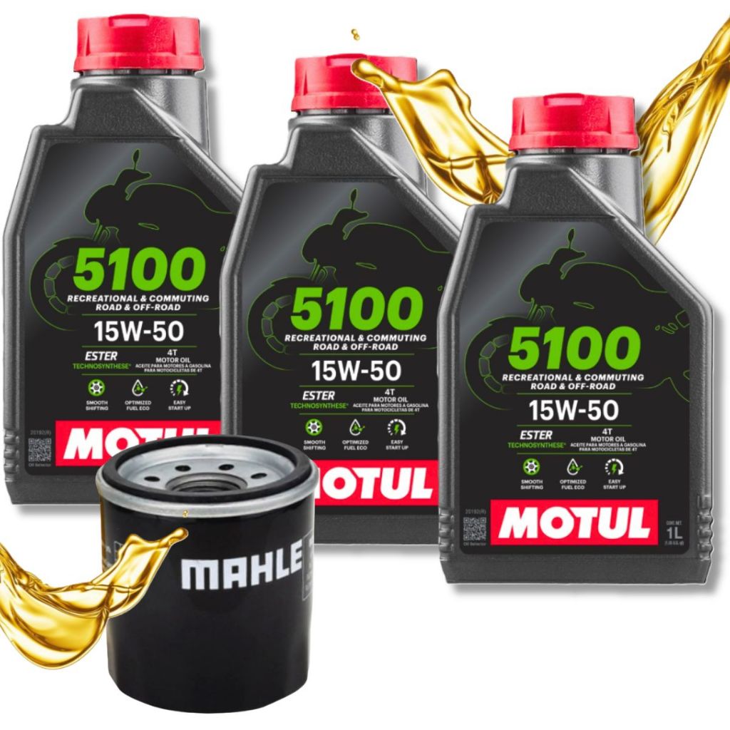 Troca de Óleo P/ Suzuki Vstrom 650 / Gladius 650 / Inazuma 250 Motul 5100 15w50 + Filtro Ph6018