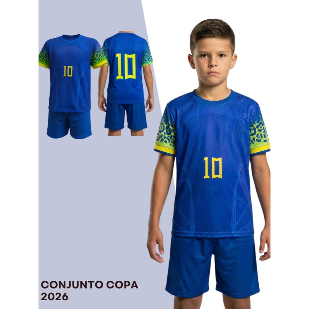 Conjunto Infantil Brasil Seleção Brasileira - Roupa Menino Futebol Copa do Mundo