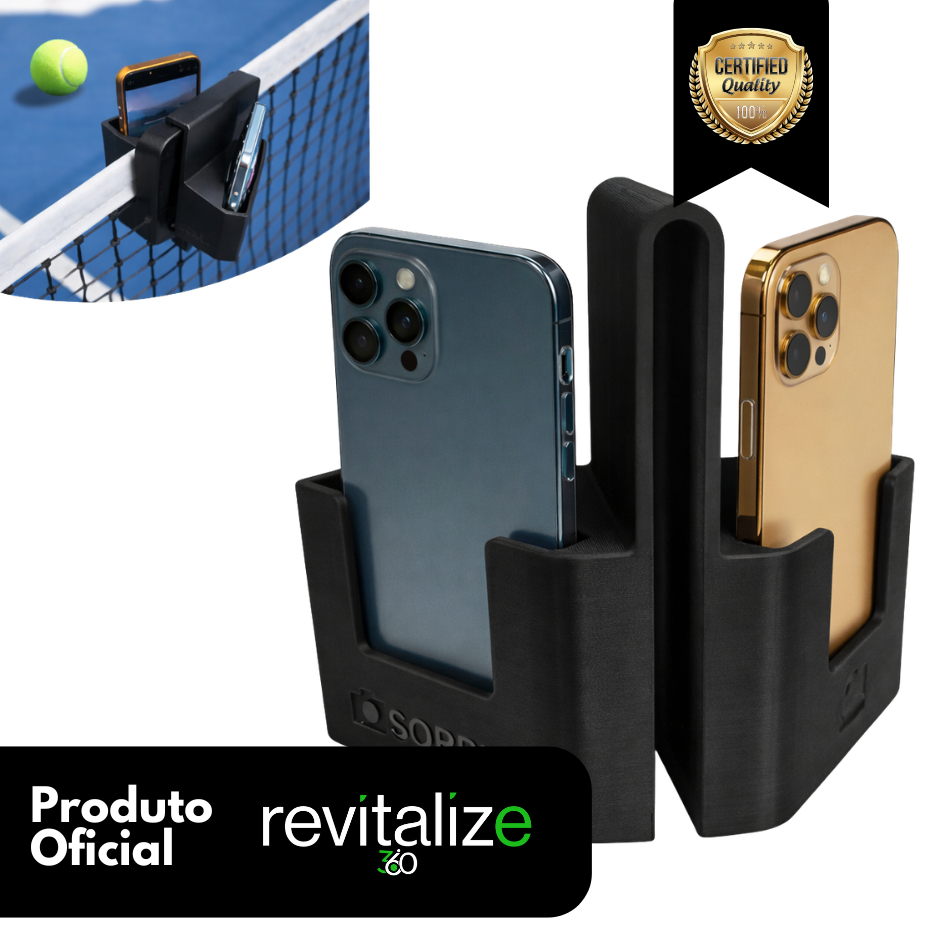 Suporte Duplo Celular Pra Rede - Filmar Jogos de Beach Tennis, Futevolei, Tennis, Vôlei, Badminton