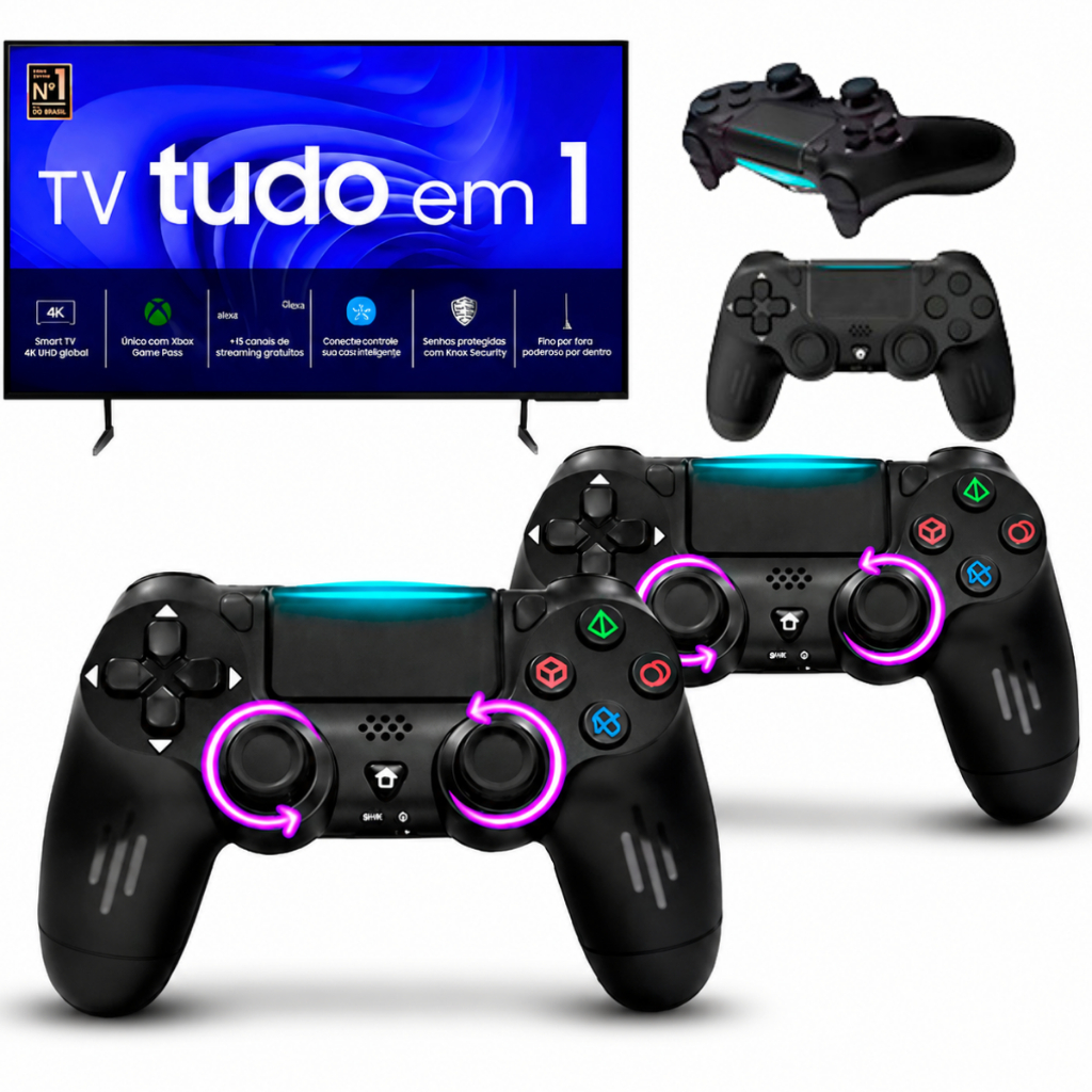Kit 2 Controles Bluetooth sem Fio para Tv Samsung Philips  App de Jogos Compativ