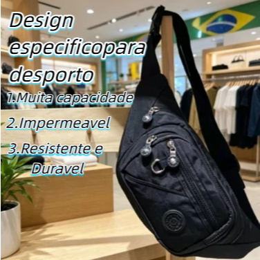 Pochete Bolsa de Cinto e Peito Impermeável Unissex Multiuso Grande Espaço Resistente Versátil Estilosa Prática e Durável