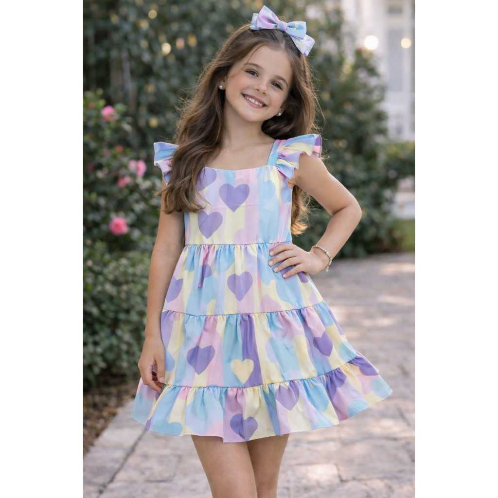 🌺💖 Vestido Floral Vestido Infantil Feminino Floral Delicado Elegante Menina