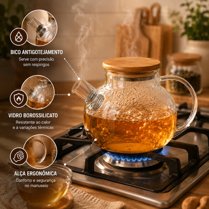 Chaleira de Vidro: 62% OFF! 🔥