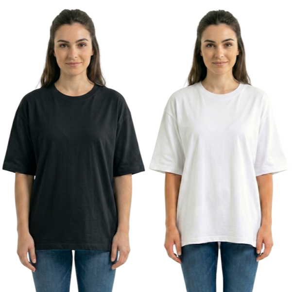 Kit 2 Camisetas Femininas Oversized Streetwear Casual Moderna Soltinha Passeio Dia a Dia