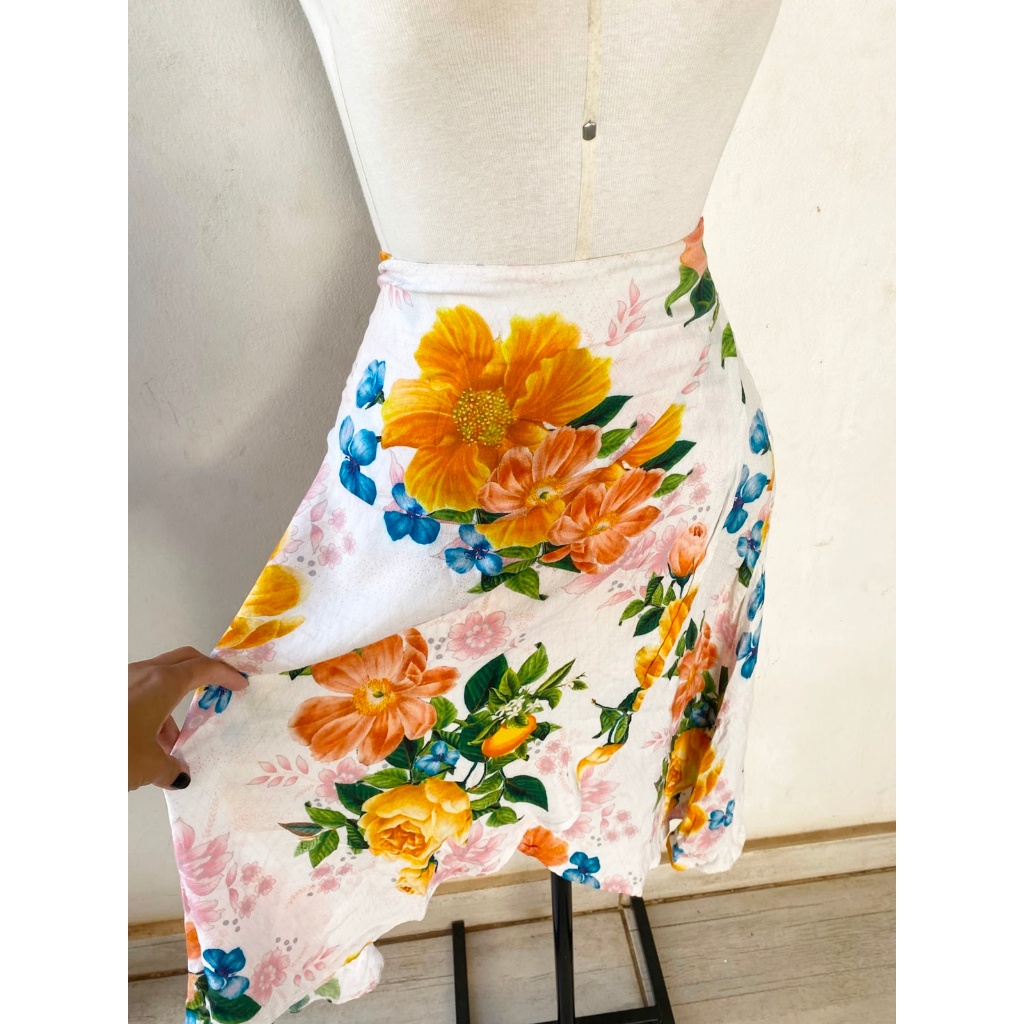 Brecho Saia Feminina Estampada Florida Tamanho P Desapego Bazar Brechó