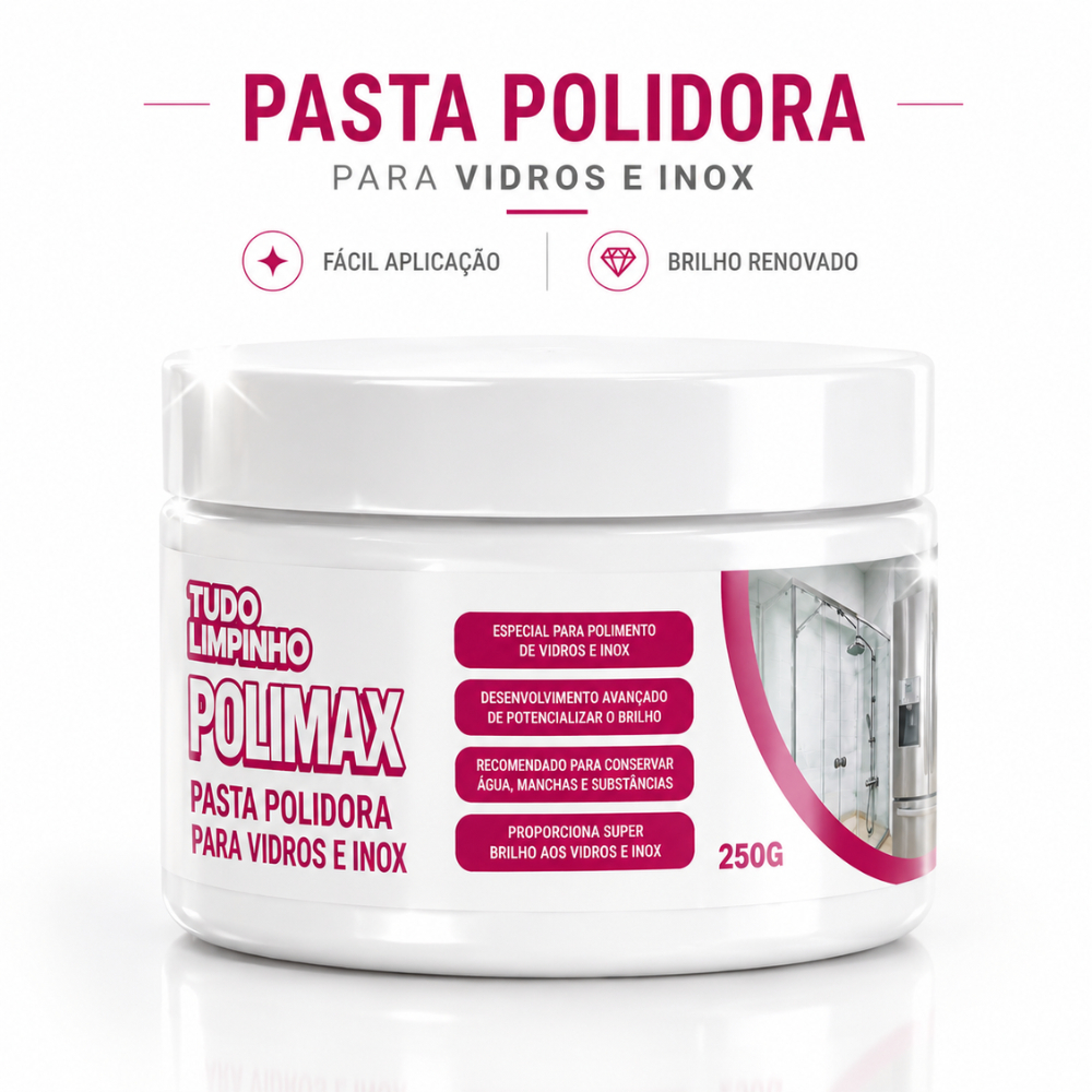 Polimax Pasta Polidora De Vidros E Inox 250g Tudo Limpinho