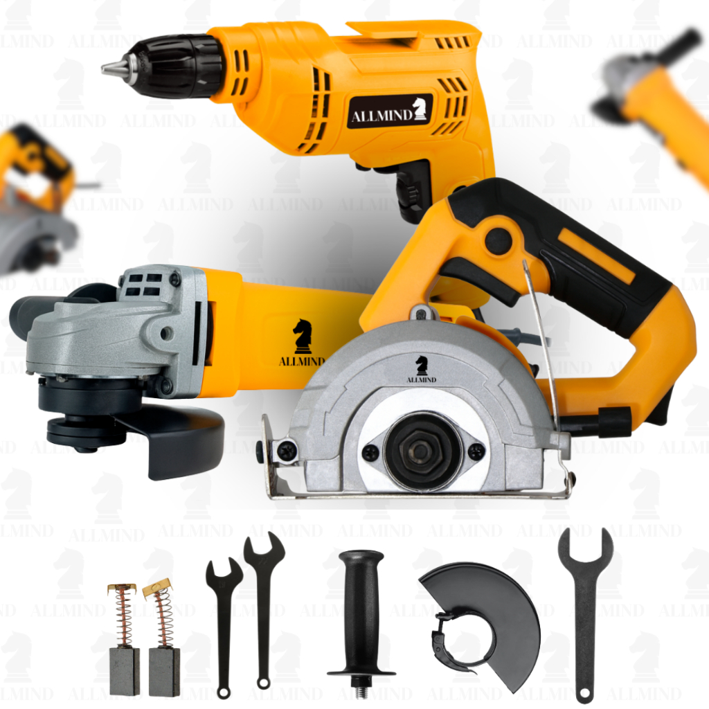 Kit 3 em 1 Multiuso 2000W – Esmerilhadeira, Furadeira e Serra Mármore com Maleta Profissional