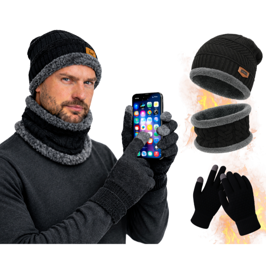 Touca Frio Inverno  Masculino Feminino + Cachecol Lã Forrado