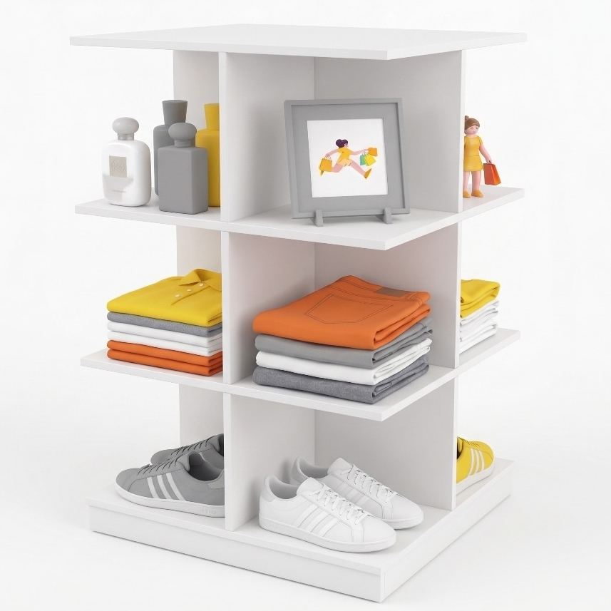 Balcão Central Loja Gôndola Colmeia Expositor Vitrine Boutique Organizador 60x60 Branco — ALBERGONI