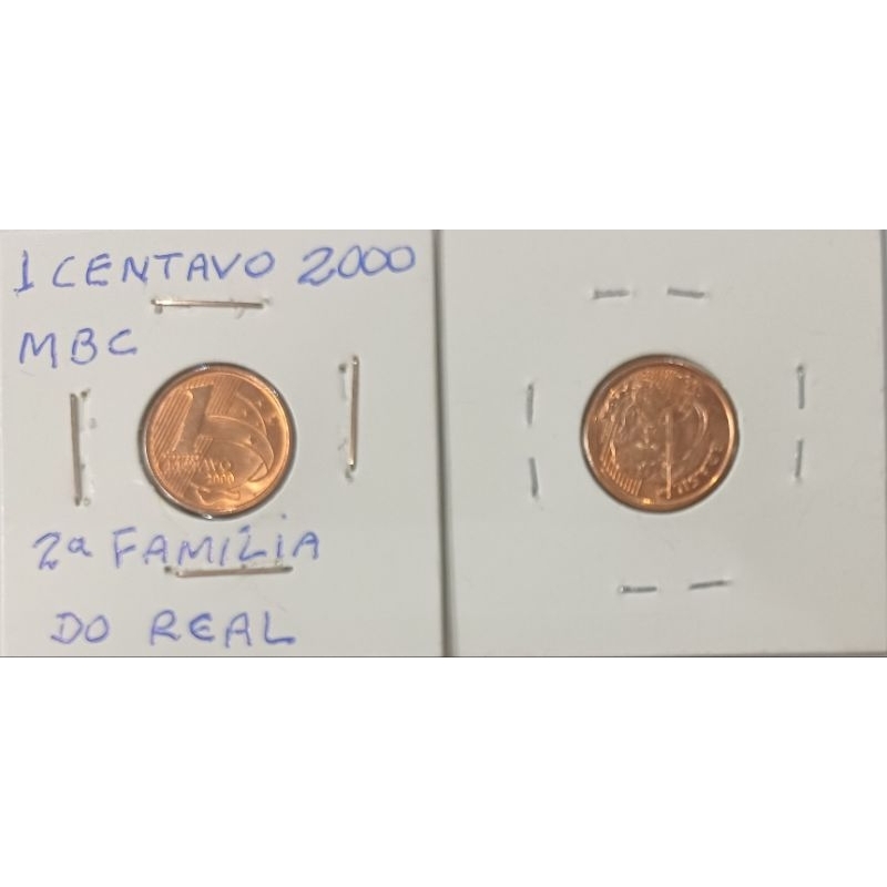 1 centavo de 2000 da 2a família do real mbc brinde uma moeda do peixe boi