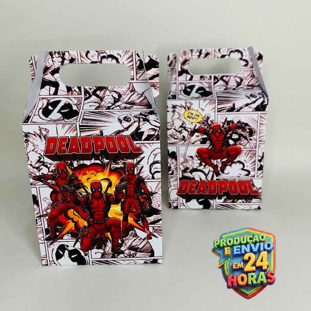 Kit Caixas Deadpool Dupla Face - Papelaria Personalizada Infantil Lembrancinha Festa