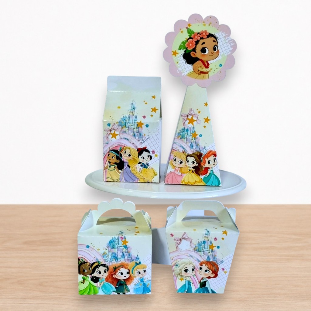 Kit de festa personalizado Princesas, caixas de lembrancinhas para aniversário, PEGUE E MONTE