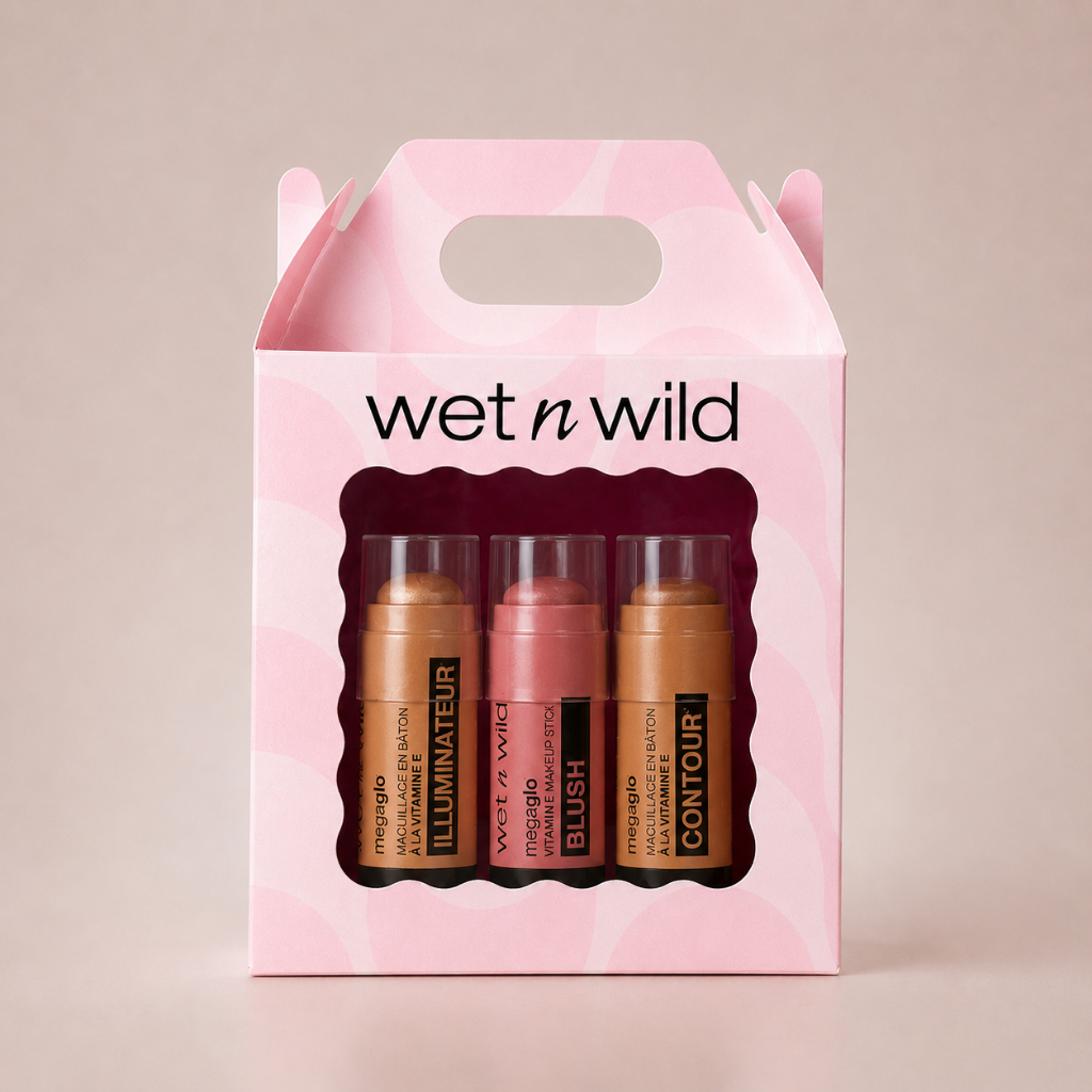 Kit 3 Blush Contorno Iluminador Maquiagem em Bastão Cremoso - MegaGlo Makeup Stick