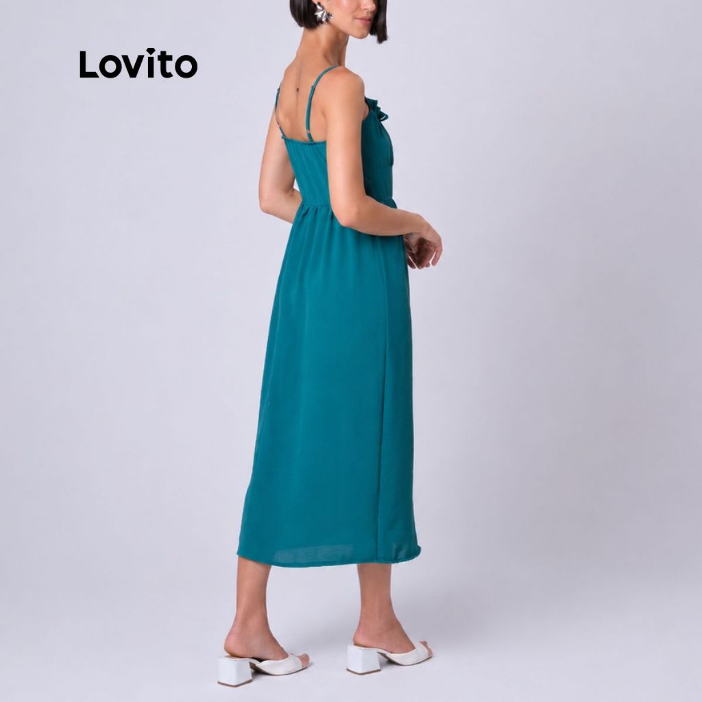 Lovito Vestido Midi Feminino com Detalhe Franzido DRB136BRL165 · foto 2
