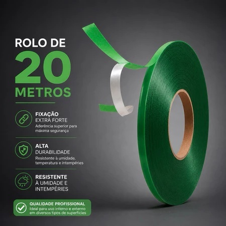 Fita Dupla Face Extra Forte 9mm X 20M Pronta Entrega