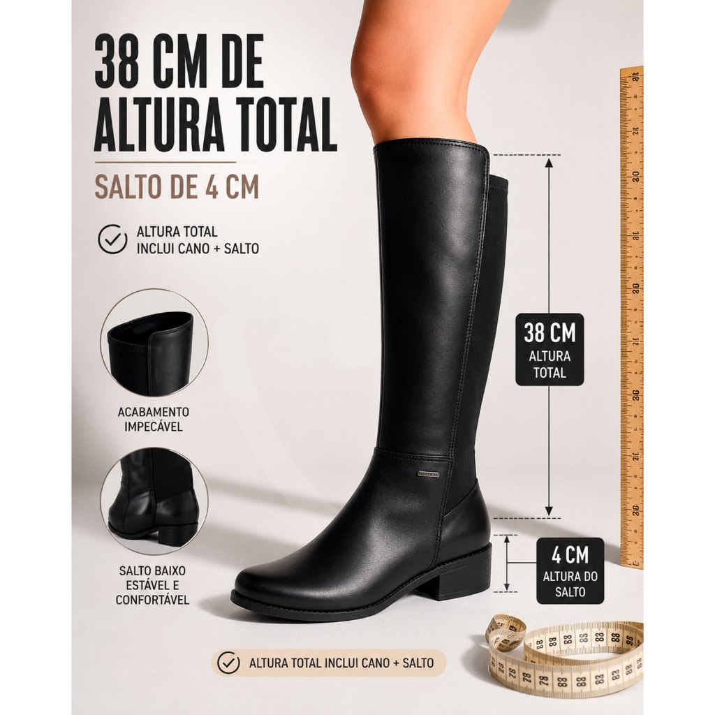 Bota Feminina Couro Cano Longo Montaria Bottero Original Confortável · foto 2