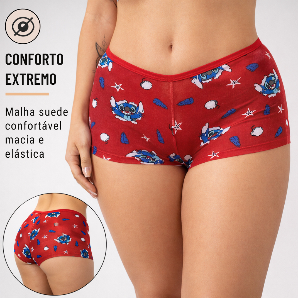 Kit 3-5-10 Calcinha Boxer Estilo Cueca Para Dormir Shortinho Box Feminina Gestante Pós Parto Adulto
