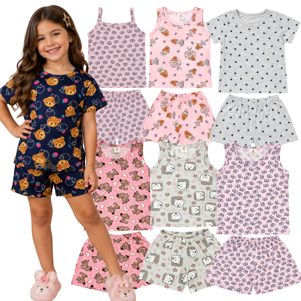 Pijama Infantil Menina Confortável | Pijama Infantil Feminino do Tamanho 04 ao 14 anos | Pijama Menina
