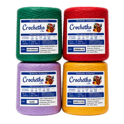 Kit 4 Cones Barbantes Crochétka 1kg Para Crochê e Artesanatos, Qualidade E Maciez - fio 6 ou fio 8