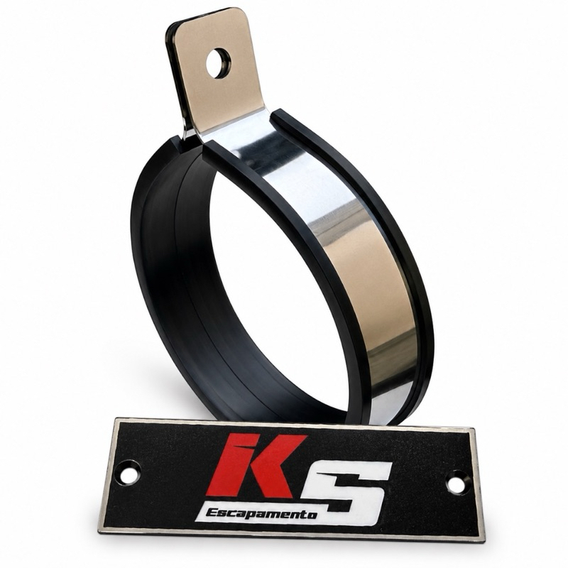 Kit Cinta + Plaquinha Escapamento KS Inox Universal Resistente Fácil Instalação