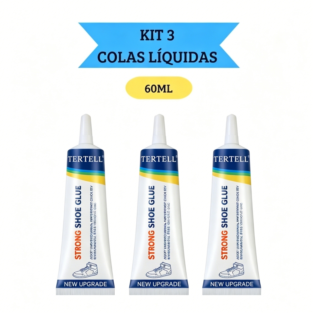 Kit 3 peças Cola Transparente Para Reparo De Sapatos – Adesivo À Prova D'água Fixação De Solas , Saltos E Bolsas (60ml)