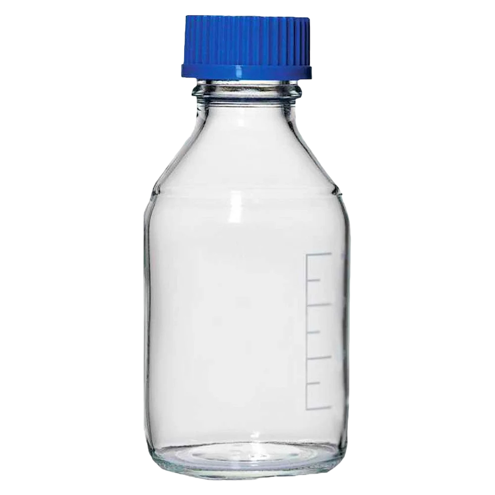 Frasco Reagente Neutro 250ml Graduado Vidro Boro 3.3 Tampa Rosca Azul