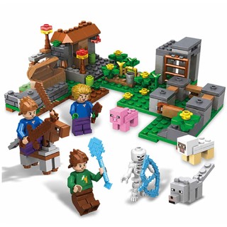 Bloco de Montar Aldeia Craft Brinquedo com 8 PERSONAGENS - 170 pçs - 82004