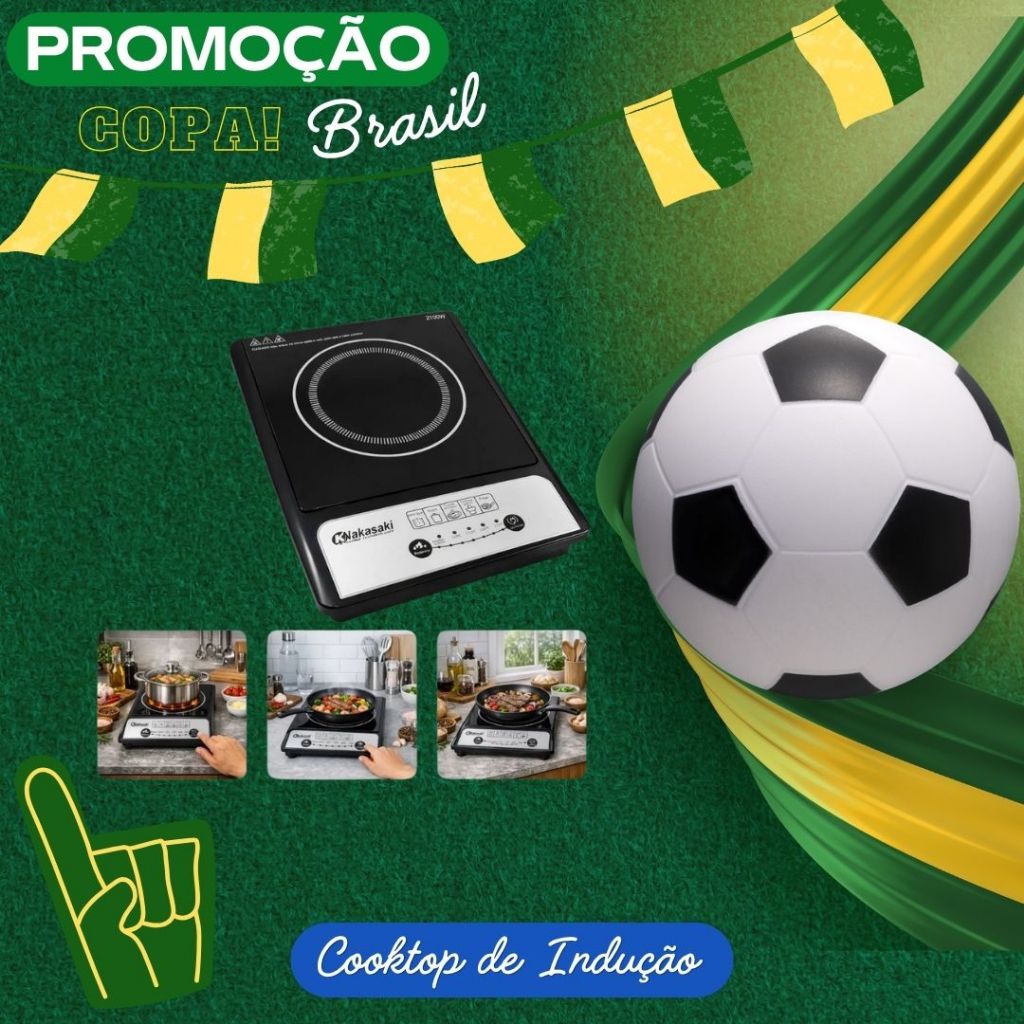 Cooktop De Indução 7 Funções 2100w Painel Touch Fogão Preto