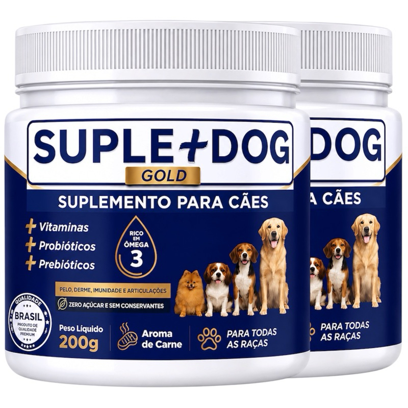 Suplemento Suplemais Dog 400g Queda de Pelos Derme Coceiras Alergias Lágrima Ácida Pele Sensível