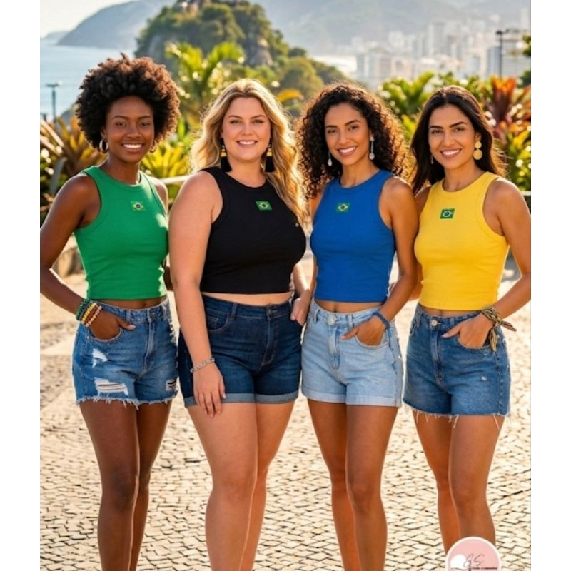 Blusa Regata Feminina Seleçao Brasileira Baby Look Copa