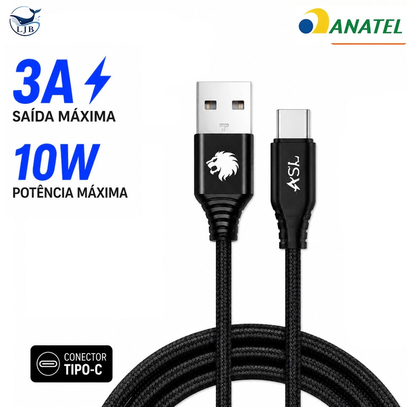 1/2/3PCS Cabo Tipo C Usb Carregador Ultra Rápido 2 metros Resistente Nylon Anti quebra XK-AC1027T