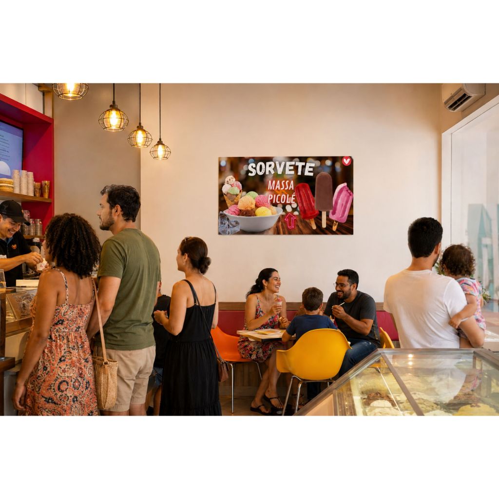 Painel Adesivo Sorvete Massa Picolé Decorativo Sorveteria Para Decoração Estabelecimento