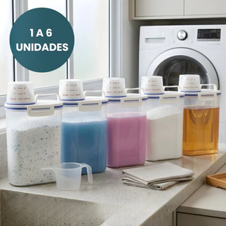 1 a 6 Potes Hermético 2,5L Dispensers Organizadores de Lavanderia Porta Sabão Amaciante Tira Mancha 