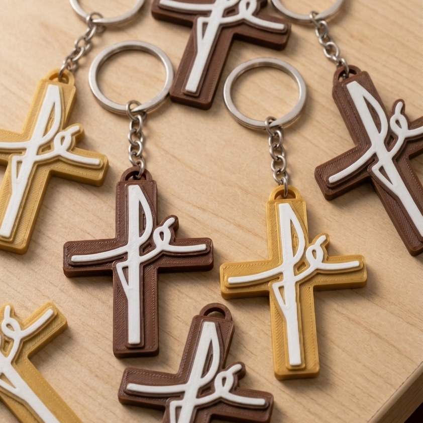 Kit Chaveiro Cruz Fé Impressão 3D Atacado - 10, 20 ou 30 Unidades Lembrancinha Evangélico Católico Igreja Presente