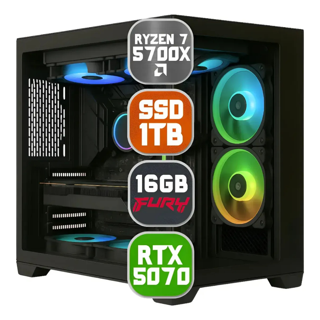Pc Computador Gamer AMD Ryzen 7 5700x, Rtx 5070, 16gb Fury DDR4, Nvme 1tb - Gabi