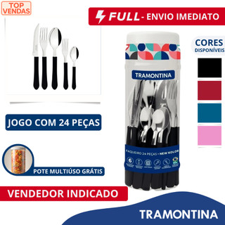Jogo De Talheres Faqueiro Tramontina 24 Peças Aço Inox - New Kolor