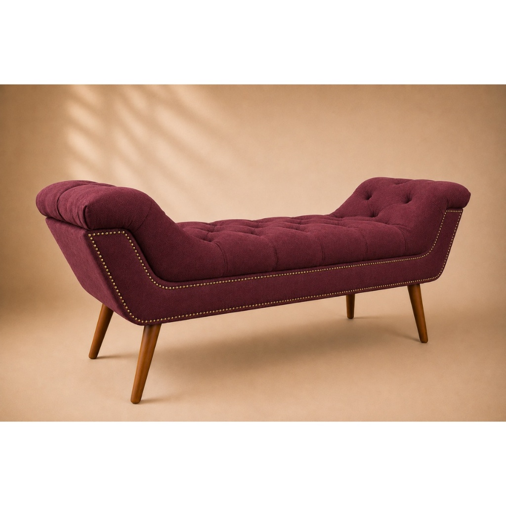 Calçadeira Recamier Sienna Suede 90cm Estofada Moderna Quarto Closet Sala Luxo