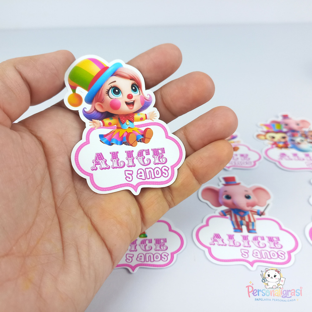 APLIQUE PARA TUBETE CIRCO MENINA PERSONALIZADO LEMBRANCINHA FESTA INFANTIL ANIVERSÁRIO