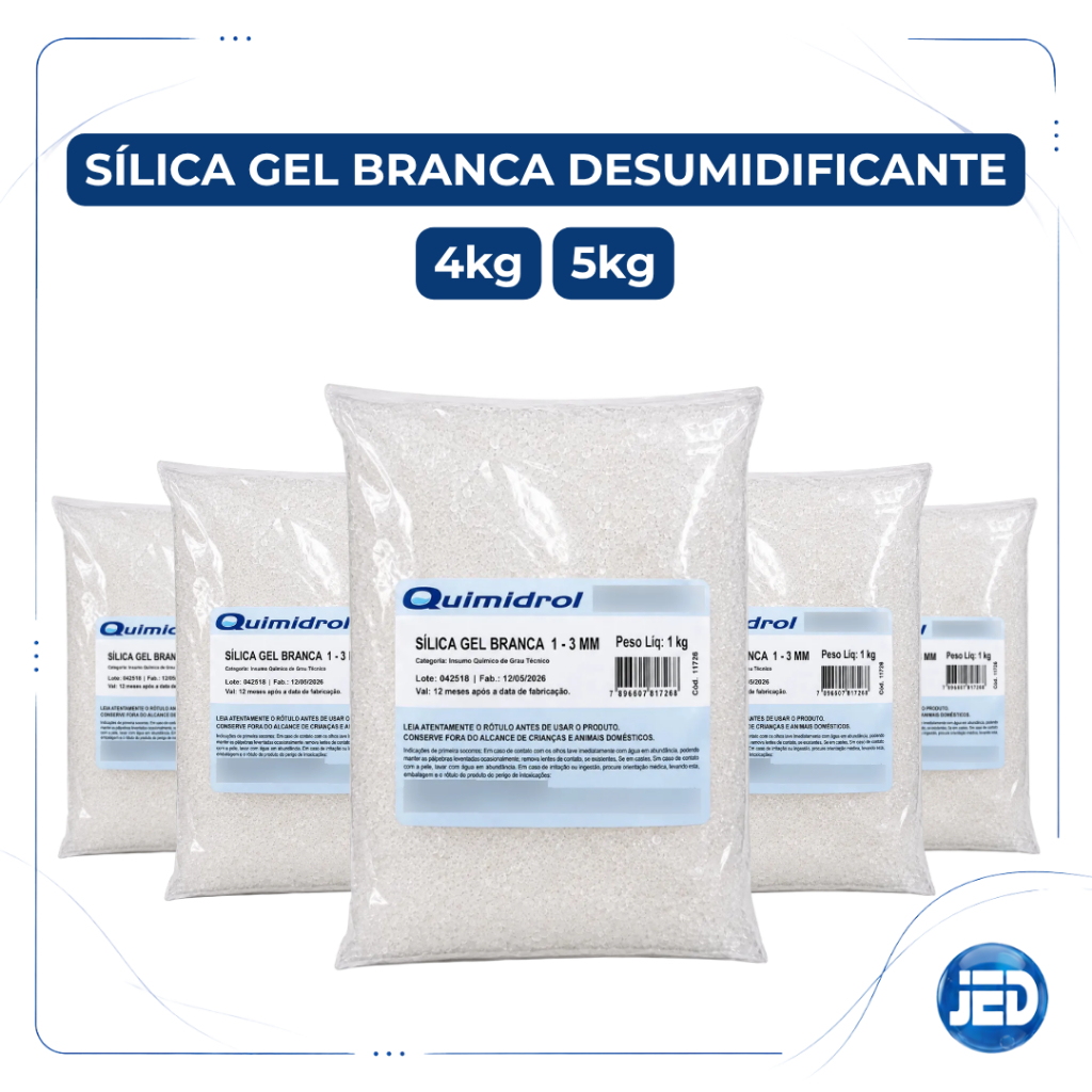 Gel De Sílica Branca 1-3mm Quimidrol Absorvedor De Umidade Para Documentos E Coleções