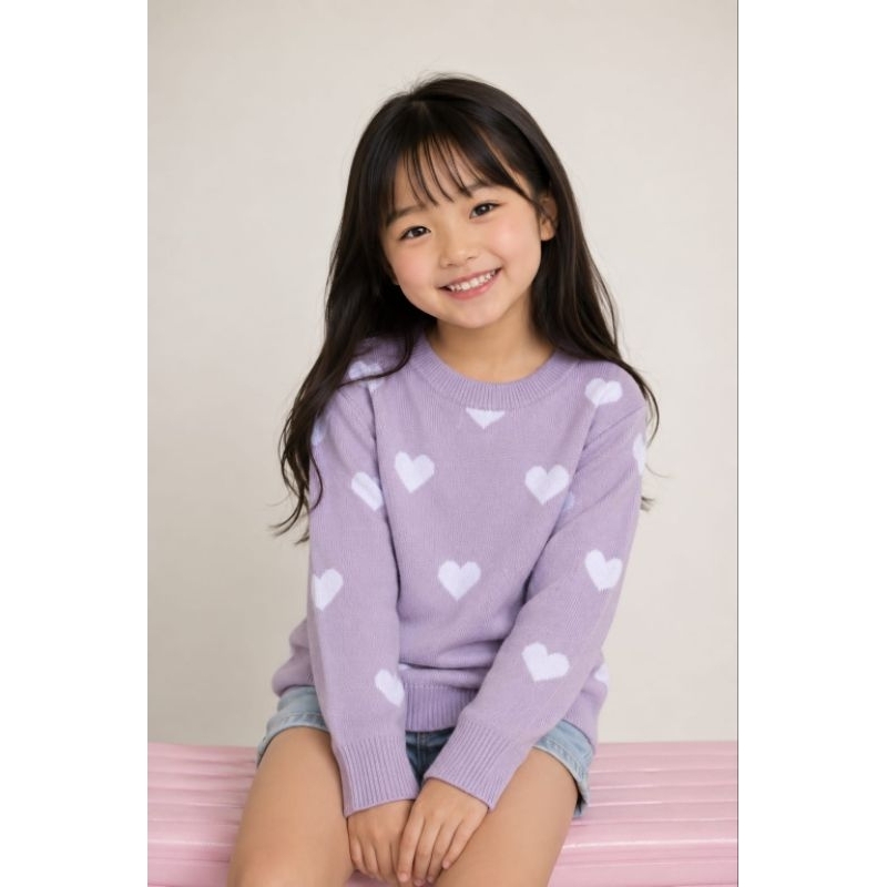 blusa Suéter feminino infantil menina trico coração Quentinho tamanho 2 4 6
