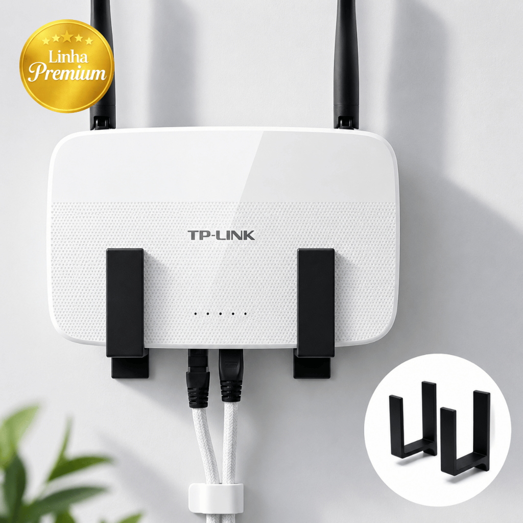 Suporte Roteador WiFi Parede 3M Sem Furo Organizador Universal
