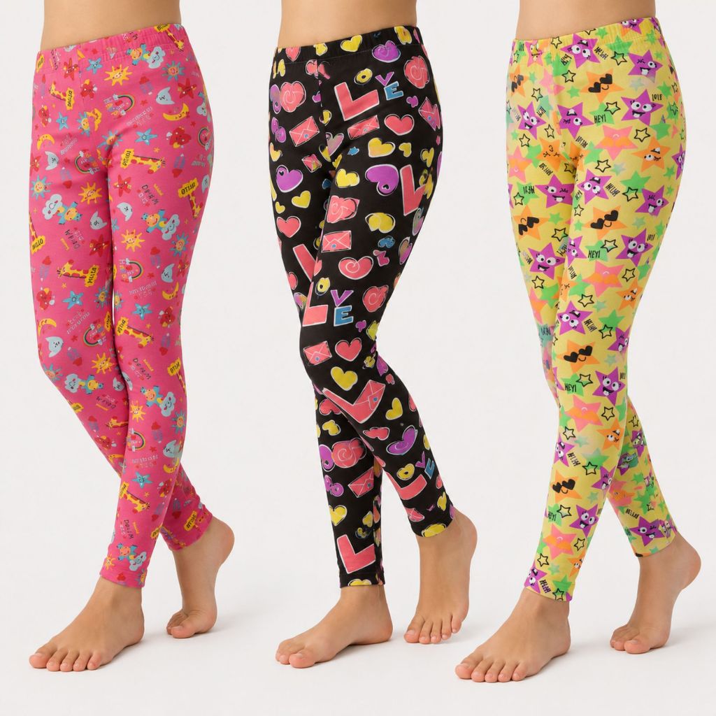 Kit 4 Calça Legging Infantil Menina Feminino Estampadas Sortidas