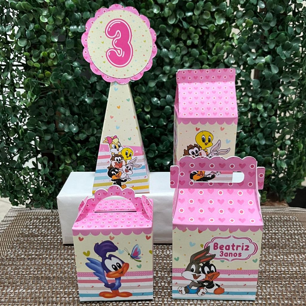 Lembrancinha caixinha personalizada looney tunes baby Menina caixinha aniversario looney tunes kit festa mimos decoração