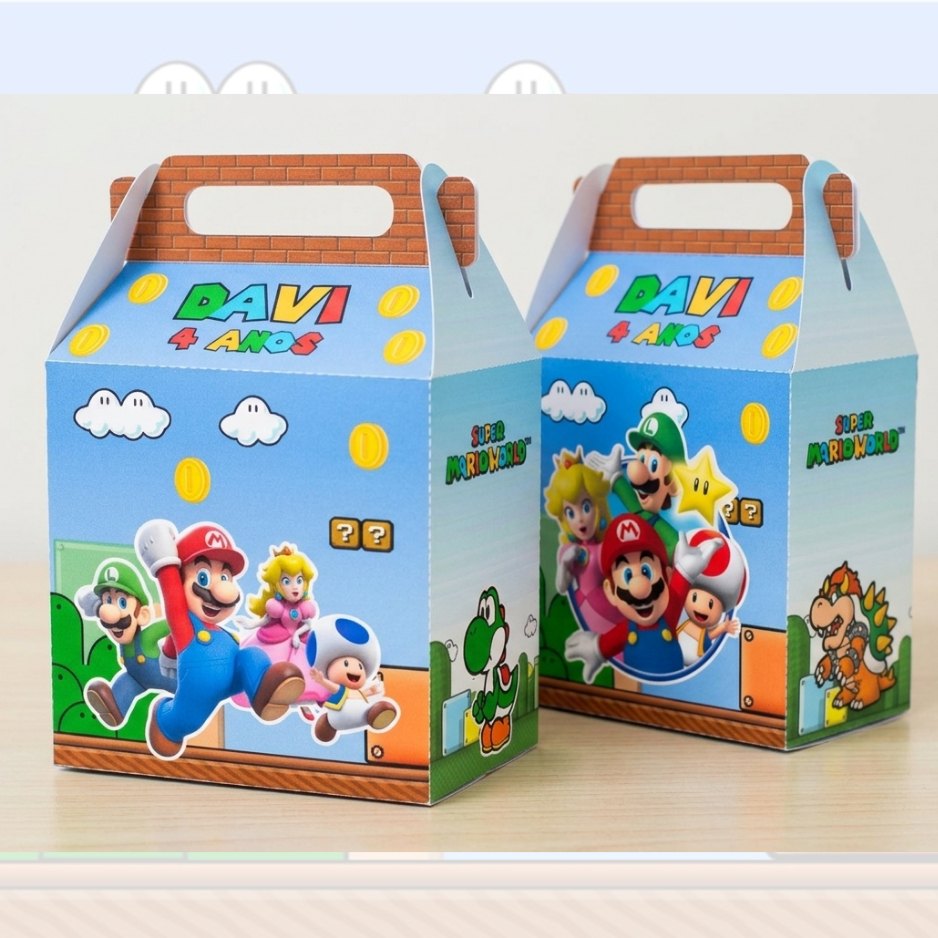 Caixinha Personalizada Mala P - Super Mario | Lembrancinha Aniversário e Festas | Caixinha Surpresa