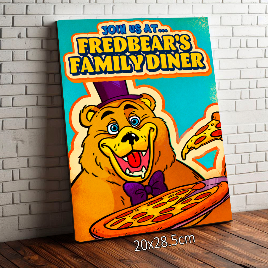 Placa Quadro Decorativo Five Nights At Freddy's Fredbear's Family Diner 20x28.5cm
