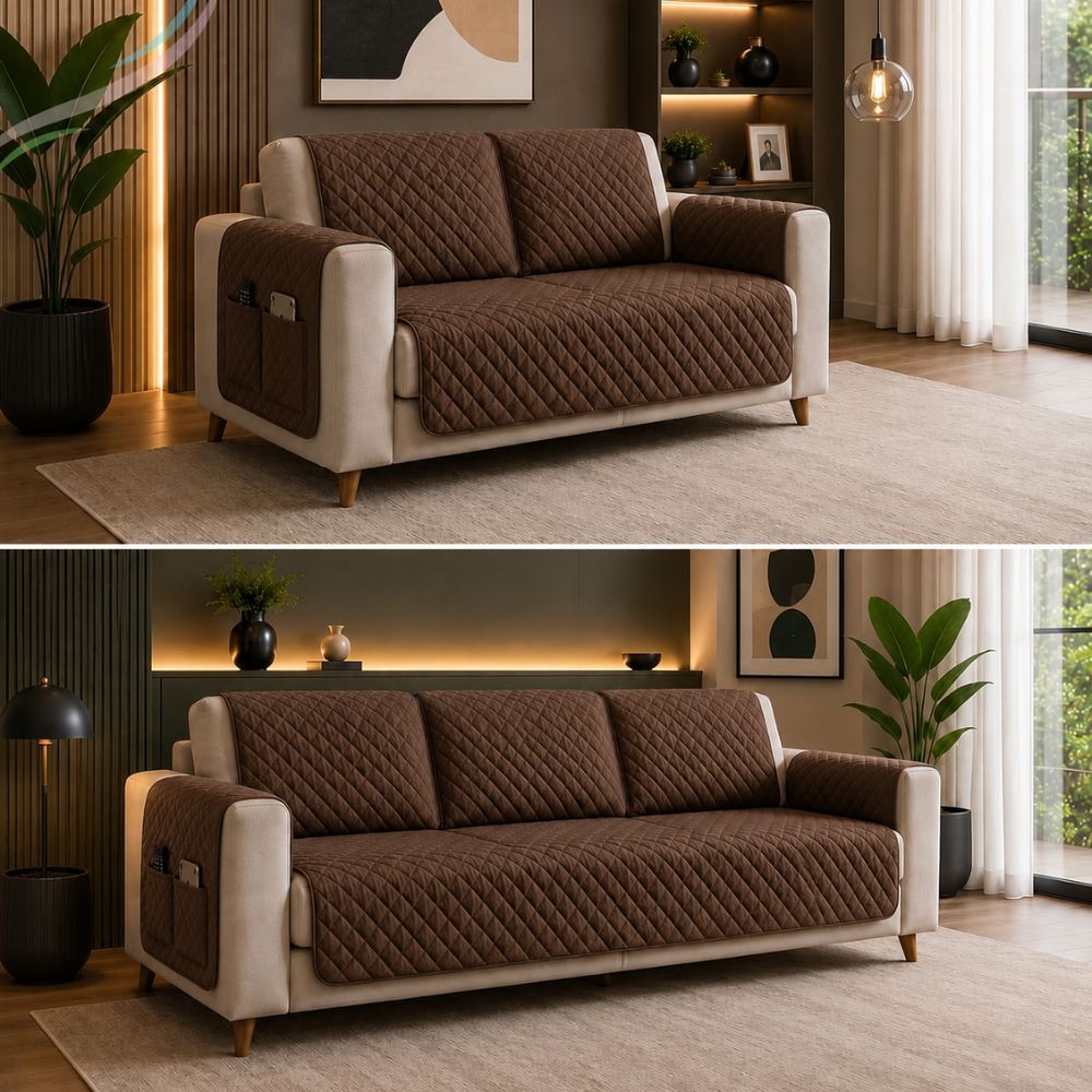 Capa Protetora para Sofá Matelada e impermeável Sofá 2 e 3 Lugares Varias Cores  Disponiveis e com Porta Controle