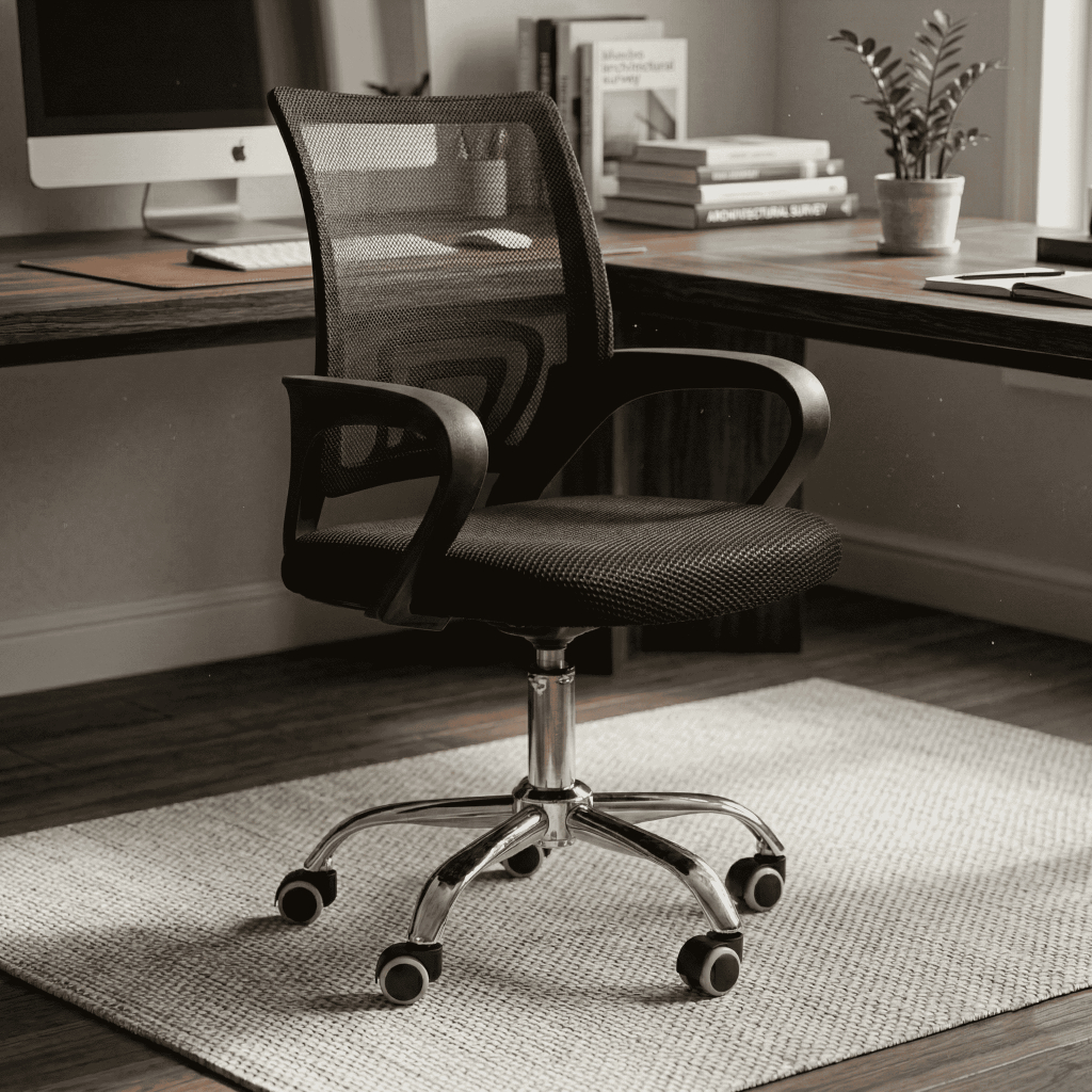 Cadeira Ergonômica Preta Mesh Assento Estofado Perfeita Para Escritório e Home Office