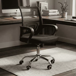 Cadeira Ergonômica Preta Mesh Assento Estofado Perfeita Para Escritório e Home Office