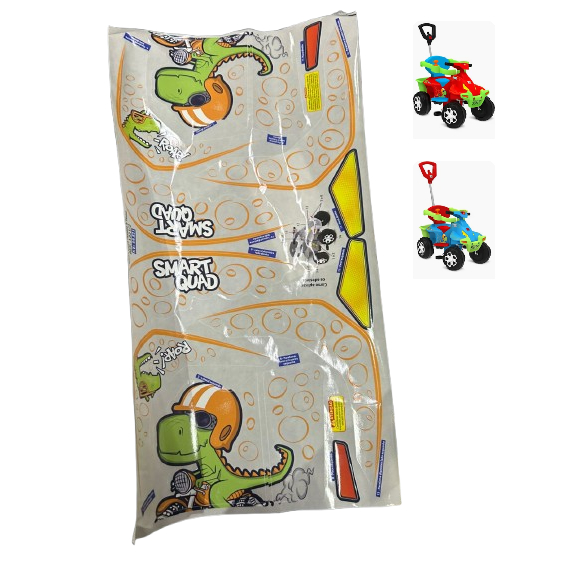 Adesivo Quadriciclo SmartQuad Brinquedos Bandeirante Cartela Colante Carro Infantil Azul Vermelho